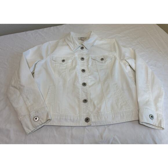 Style & Co Denim Jacket Womens Size PL Pockets Bright White Jean Western - Picture 4 of 9